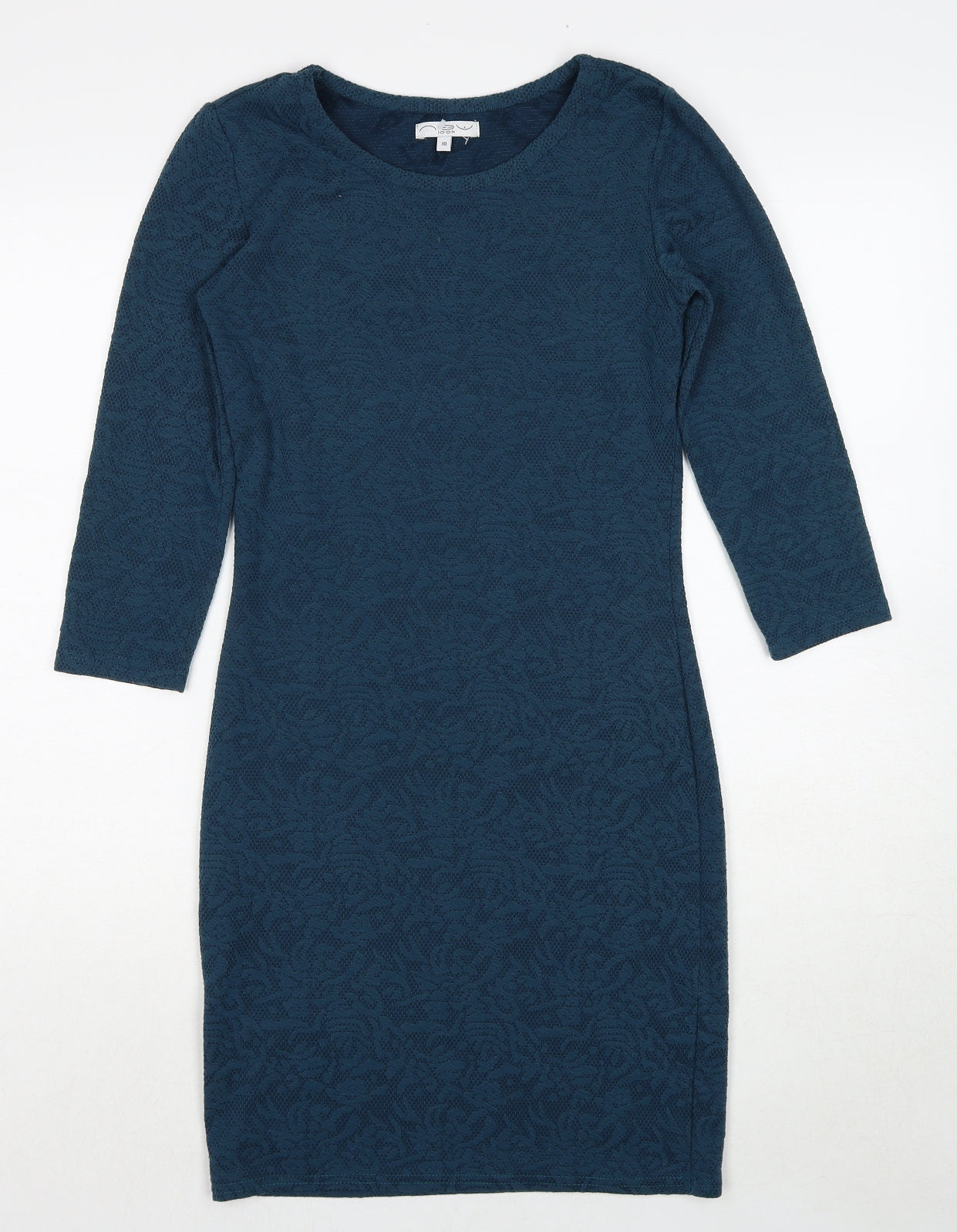 New Look Womens Blue Polyester Pencil Dress Size 10 Boat Neck Pullover