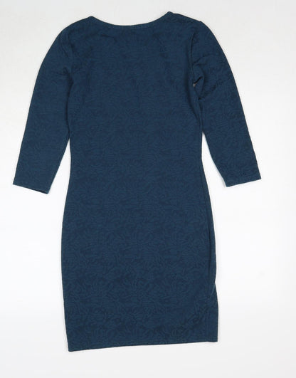 New Look Womens Blue Polyester Pencil Dress Size 10 Boat Neck Pullover