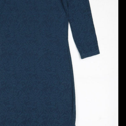 New Look Womens Blue Polyester Pencil Dress Size 10 Boat Neck Pullover