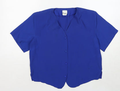 Orantez Womens Blue Polyester Basic Button-Up Size 12 V-Neck