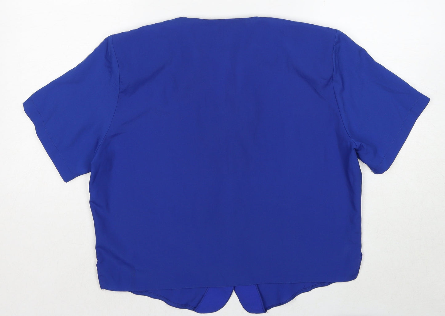 Orantez Womens Blue Polyester Basic Button-Up Size 12 V-Neck