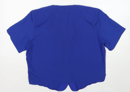 Orantez Womens Blue Polyester Basic Button-Up Size 12 V-Neck