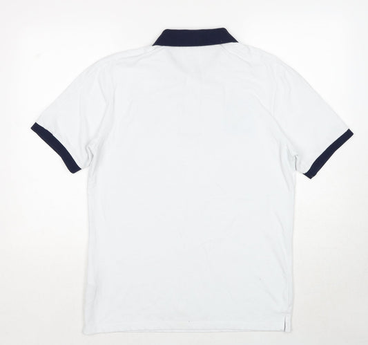 UEFA EURO Mens White Cotton Polo Size L Collared Pullover - Euro 2020