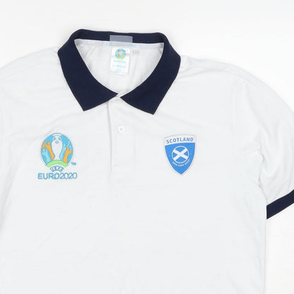 UEFA EURO Mens White Cotton Polo Size L Collared Pullover - Euro 2020