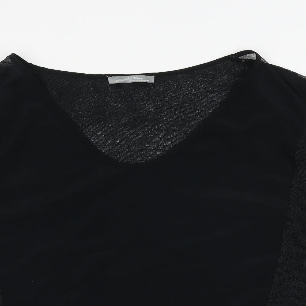 Womens UK Size M Zara Black Basic Blouse