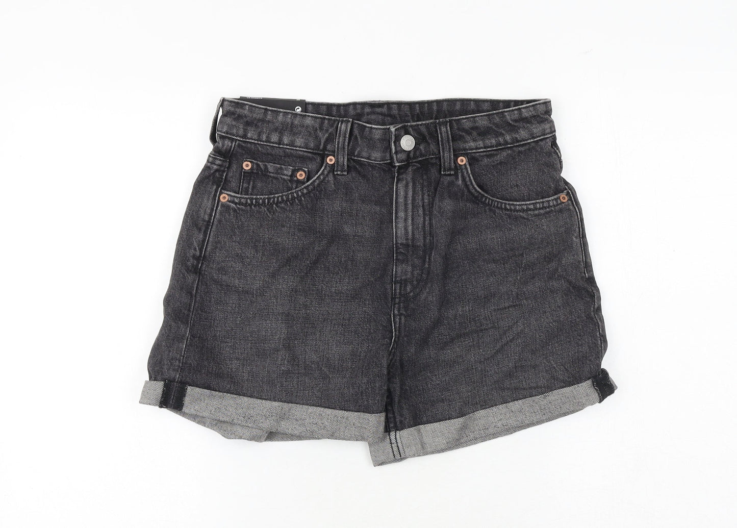 Weekday Womens Grey 100% Cotton Basic Shorts Size 8 Regular Zip