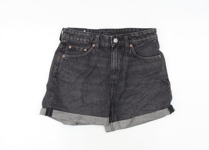 Weekday Womens Grey 100% Cotton Basic Shorts Size 8 Regular Zip