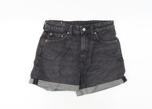 Weekday Womens Grey 100% Cotton Basic Shorts Size 8 Regular Zip