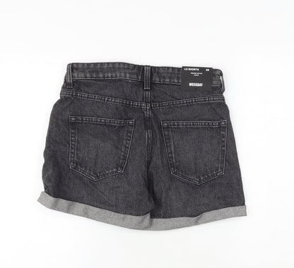 Weekday Womens Grey 100% Cotton Basic Shorts Size 8 Regular Zip