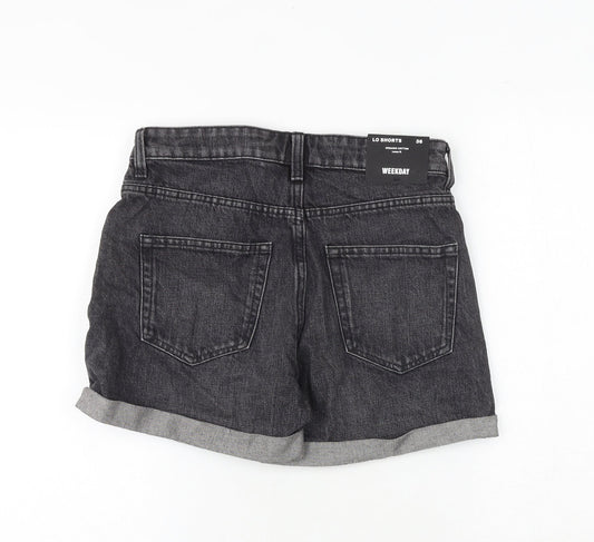 Weekday Womens Grey 100% Cotton Basic Shorts Size 8 Regular Zip