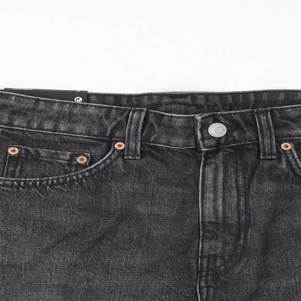 Weekday Womens Grey 100% Cotton Basic Shorts Size 8 Regular Zip