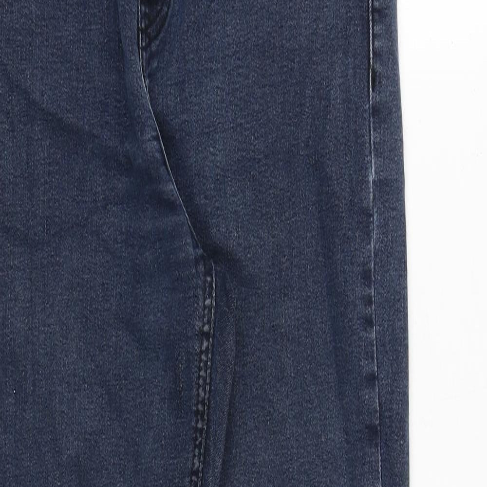 Topshop Womens Blue Cotton Skinny Jeans Size 30 in Extra-Slim Zip
