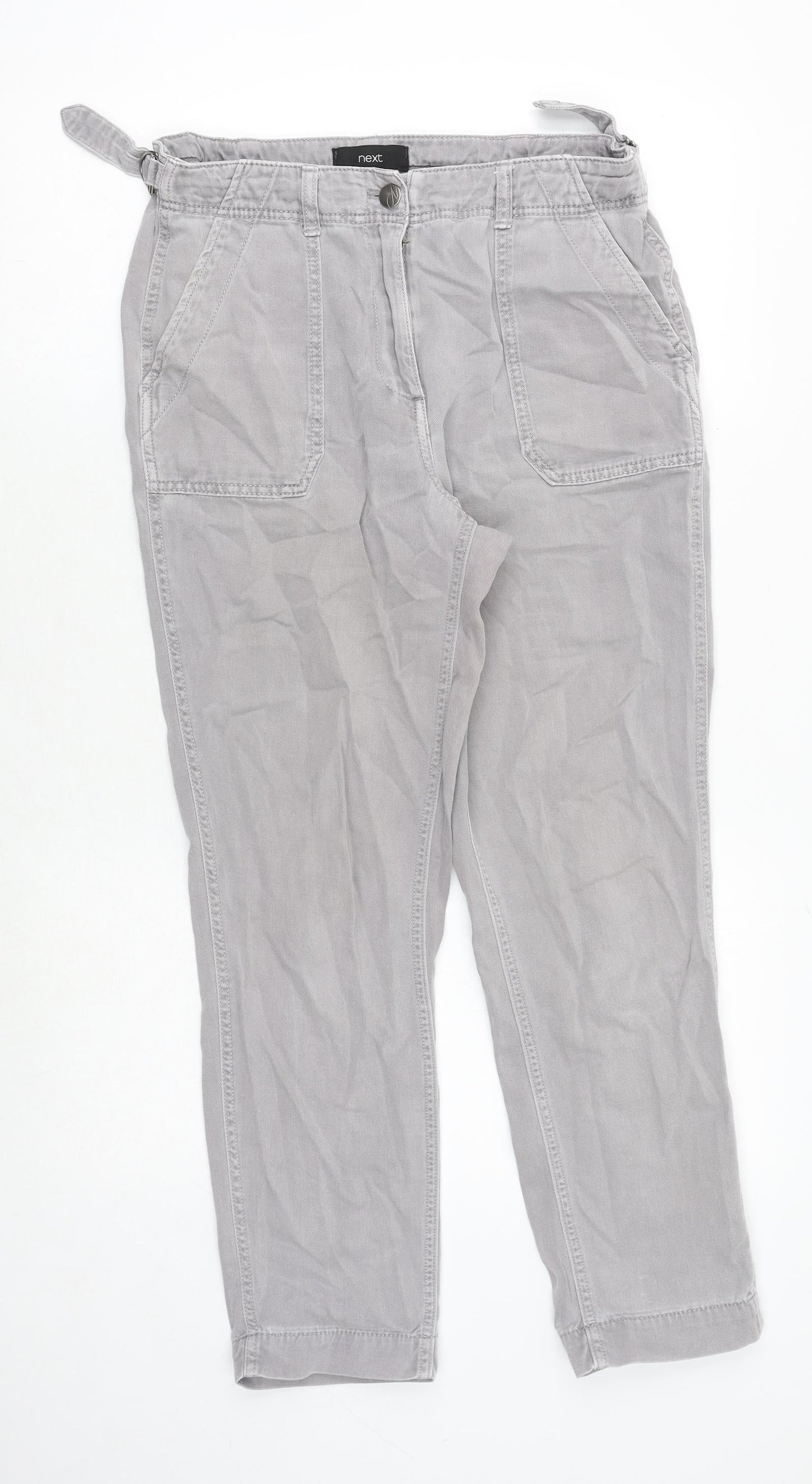 NEXT Womens Grey Cotton Straight Jeans Size 10 Regular Zip