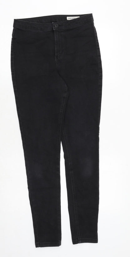 Marks and Spencer Womens Black Cotton Skinny Jeans Size 12 Regular Zip