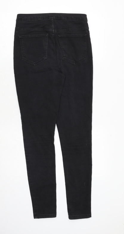 Marks and Spencer Womens Black Cotton Skinny Jeans Size 12 Regular Zip