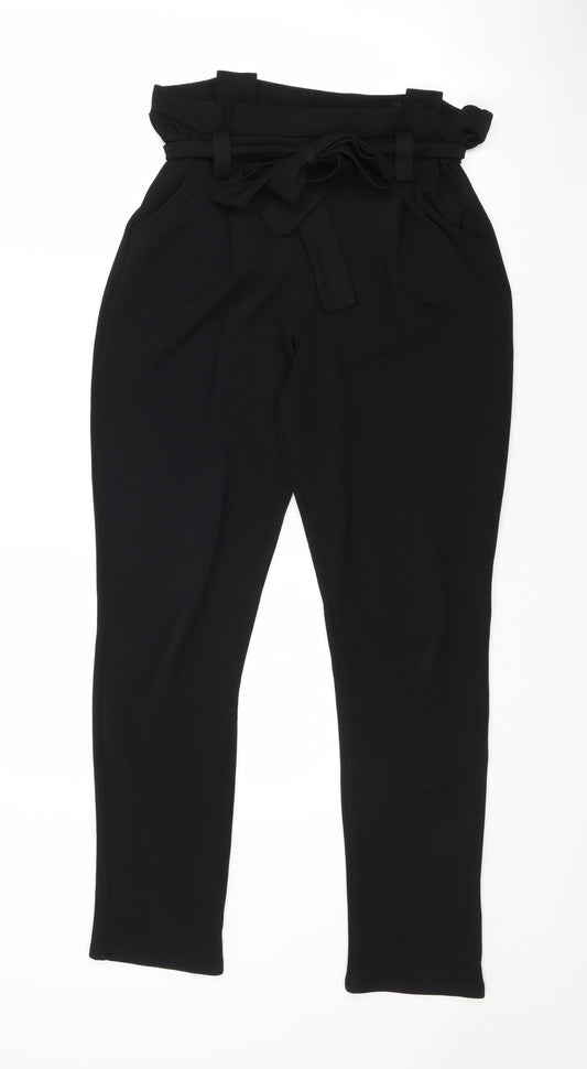Select Womens Black Polyester Trousers Size 8 Regular Tie