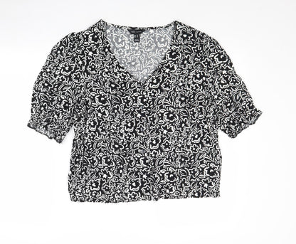 Womens UK Size 14 New Look Black Basic Button-Up