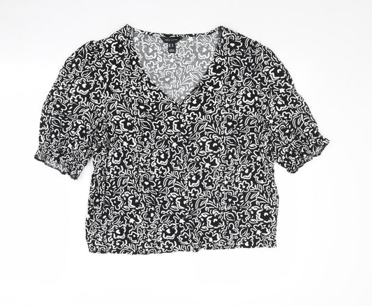 Womens UK Size 14 New Look Black Basic Button-Up
