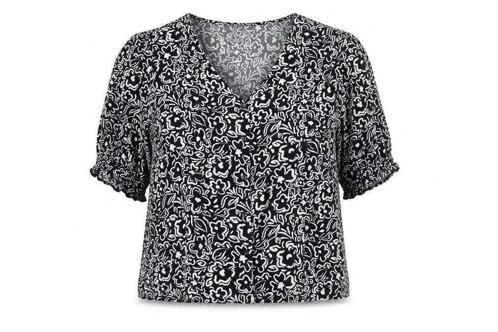 Womens UK Size 14 New Look Black Basic Button-Up