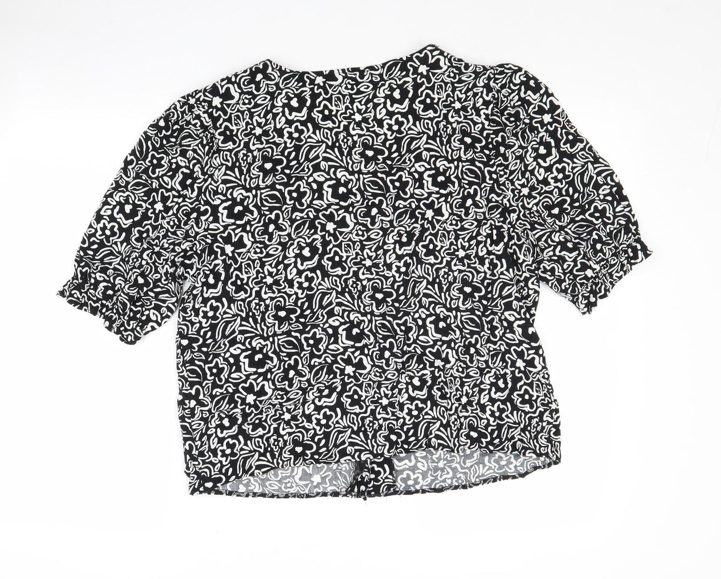 Womens UK Size 14 New Look Black Basic Button-Up
