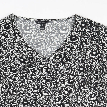 Womens UK Size 14 New Look Black Basic Button-Up