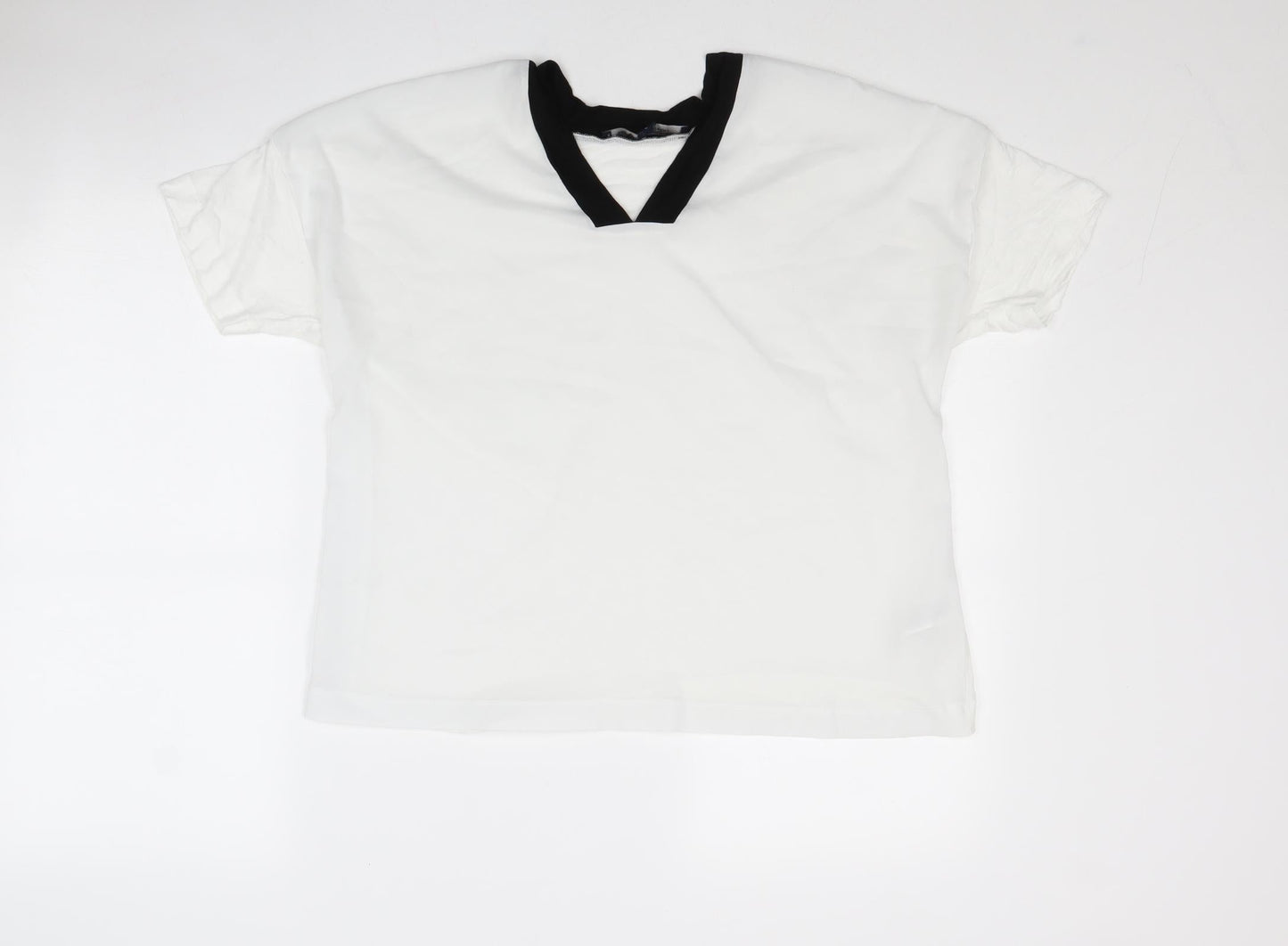 French Connection Womens White Lyocell Basic Blouse Size L V-Neck