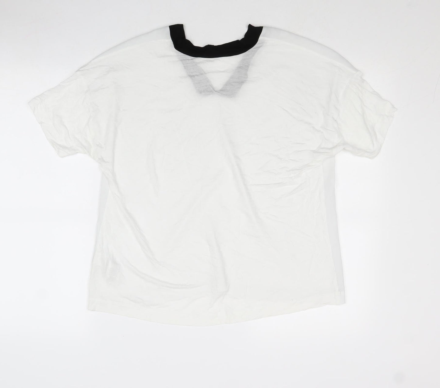 French Connection Womens White Lyocell Basic Blouse Size L V-Neck