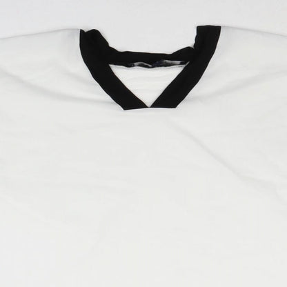 French Connection Womens White Lyocell Basic Blouse Size L V-Neck