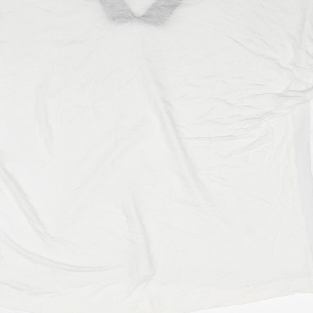 French Connection Womens White Lyocell Basic Blouse Size L V-Neck