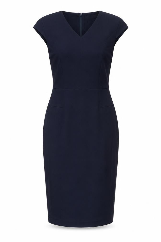 NEXT Womens Blue Polyester Pencil Dress Size 10 V-Neck Zip