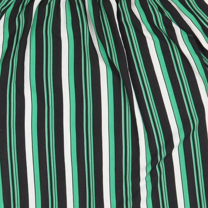 Quiz Womens Green Striped Polyester Basic Blouse Size 8 Boat Neck