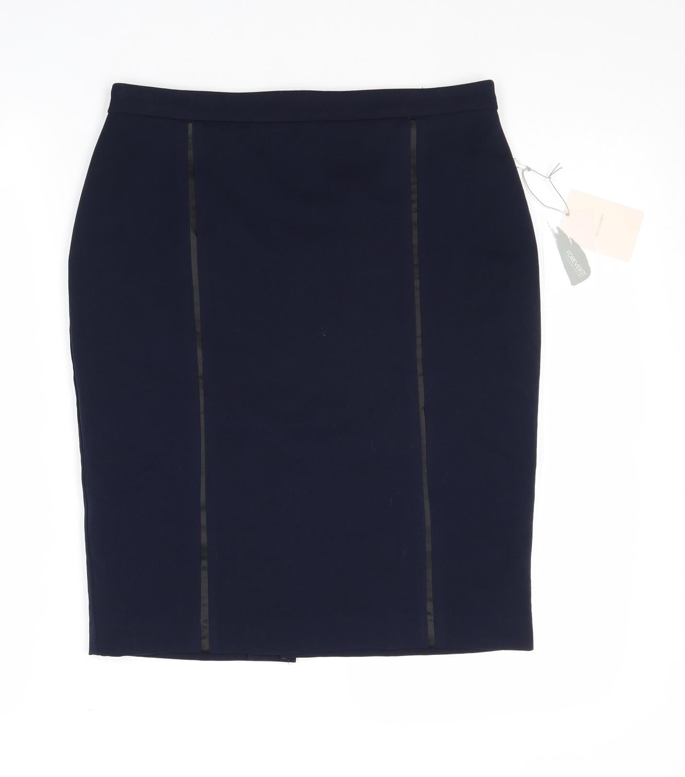 FOREVER 21 Womens Blue Polyester Straight & Pencil Skirt Size M Zip