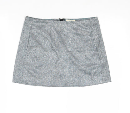 Pins & Needles Womens Silver Polyester A-Line Skirt Size S Zip