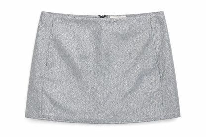 Pins & Needles Womens Silver Polyester A-Line Skirt Size S Zip
