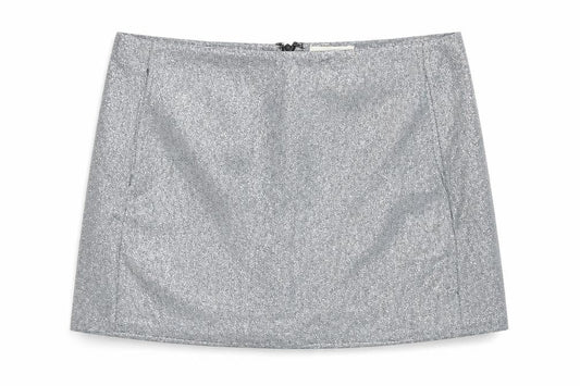 Pins & Needles Womens Silver Polyester A-Line Skirt Size S Zip