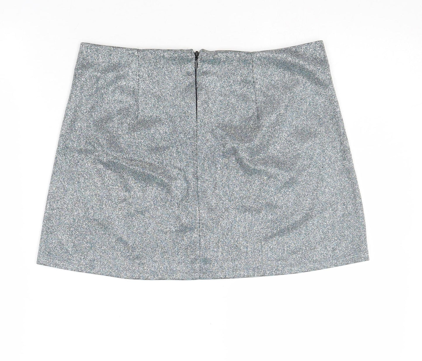 Pins & Needles Womens Silver Polyester A-Line Skirt Size S Zip