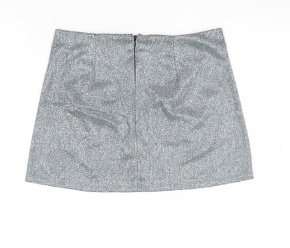 Pins & Needles Womens Silver Polyester A-Line Skirt Size S Zip