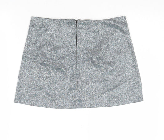 Pins & Needles Womens Silver Polyester A-Line Skirt Size S Zip