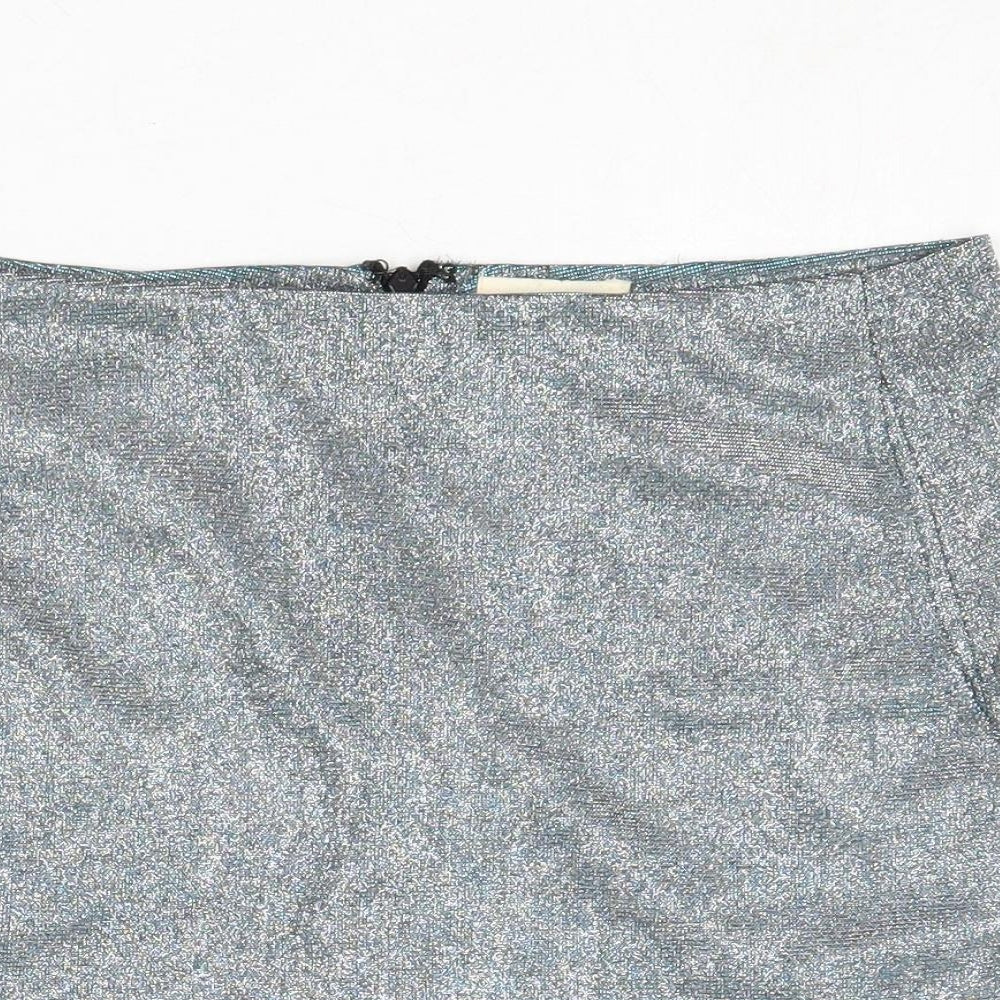 Pins & Needles Womens Silver Polyester A-Line Skirt Size S Zip