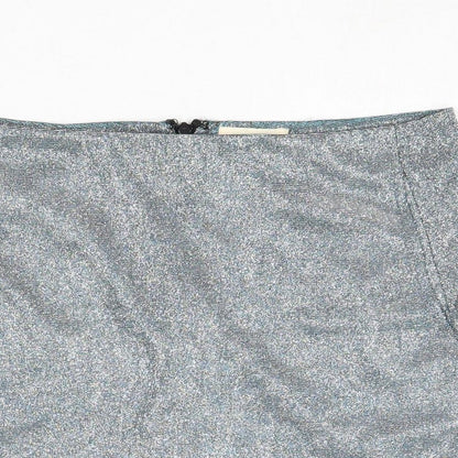Pins & Needles Womens Silver Polyester A-Line Skirt Size S Zip