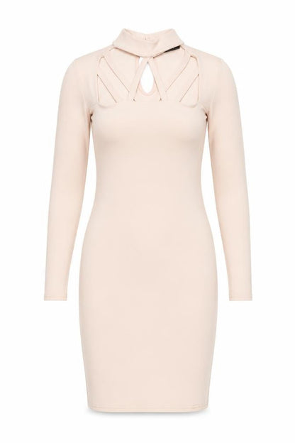 IX LONDON Womens Pink Polyester Bodycon Size 8 Round Neck Button