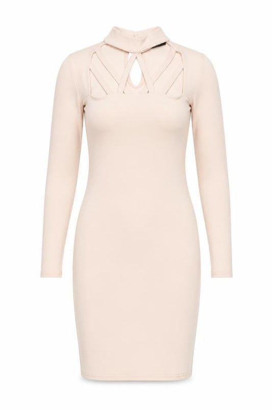 IX LONDON Womens Pink Polyester Bodycon Size 8 Round Neck Button