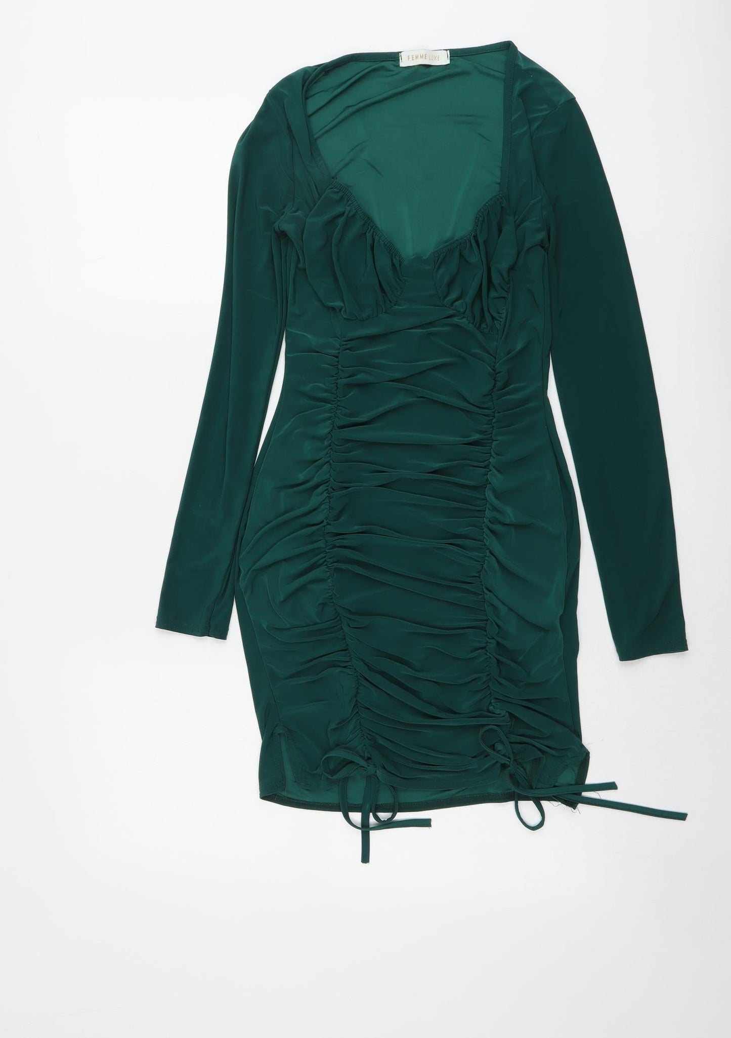 Femme Luce Womens Green Polyester Shift Size 10 Round Neck Pullover
