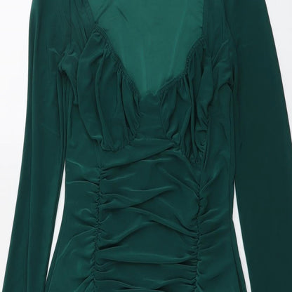 Femme Luce Womens Green Polyester Shift Size 10 Round Neck Pullover