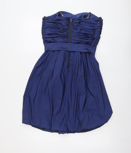 Vera Mont Womens Blue Polyester Mini Size 10 Square Neck Zip - Strapless