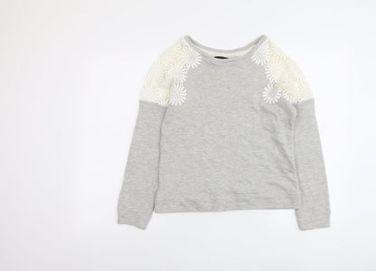 New Look Womens Grey Polyester Pullover Sweatshirt Size 10 Pullover