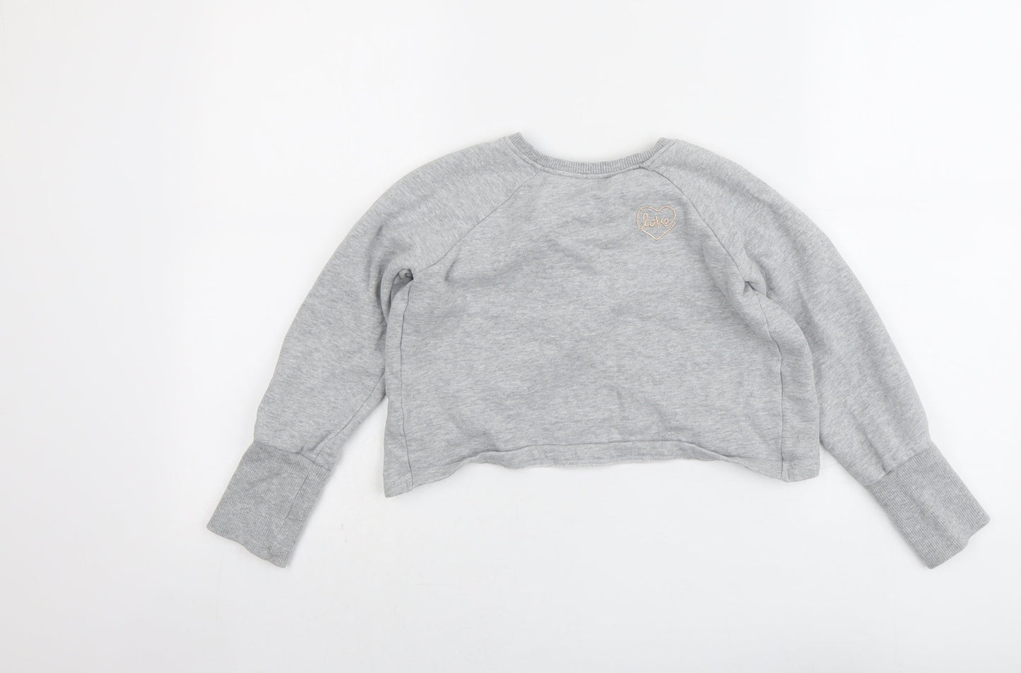 NEXT Girls Grey Cotton Pullover Sweatshirt Size 8 Years Pullover - Wrap Back Detail