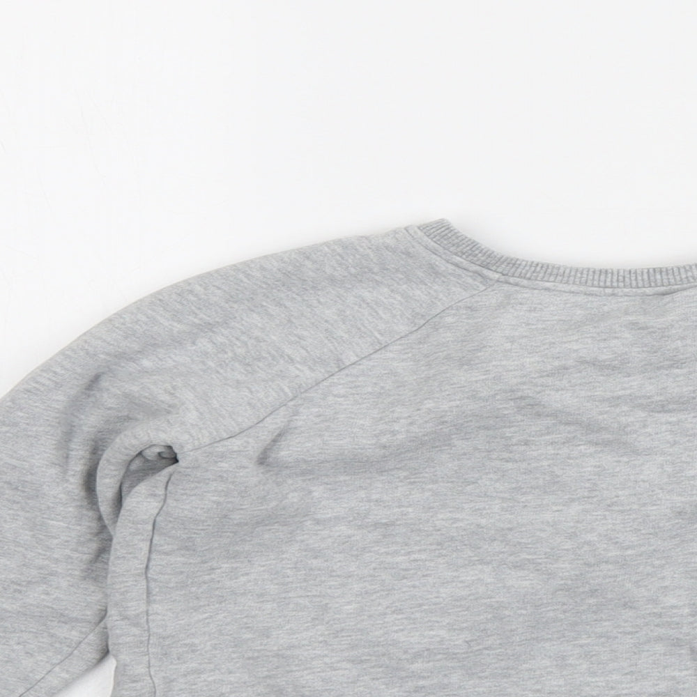 NEXT Girls Grey Cotton Pullover Sweatshirt Size 8 Years Pullover - Wrap Back Detail