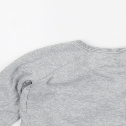 NEXT Girls Grey Cotton Pullover Sweatshirt Size 8 Years Pullover - Wrap Back Detail