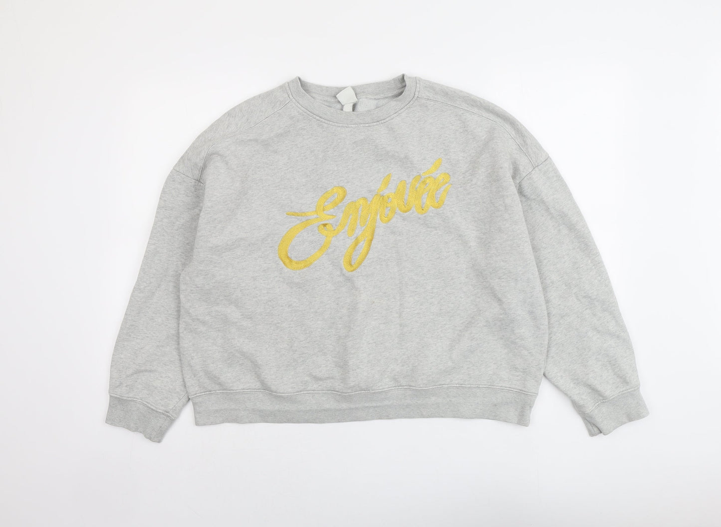 H&M Womens Grey Cotton Pullover Sweatshirt Size L Pullover - Enjouee